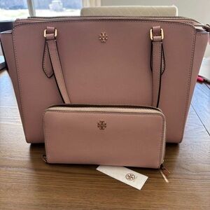 Tory Burch Blush Shoulder Bag and Wallet Set